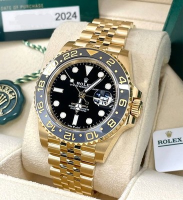 ROLEX GMT MASTER II 126718GRNR FULL GOLD ON JUBILEE BOX AND CARD 2024