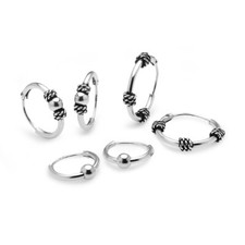 925 Silver 10mm 12mm 14mm Bead, Bali Bali Bead Endless Hoop Earrings, Set of 3
