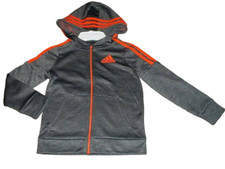 Adidas Gray Orange Logo Hooded Jacket Athletic Kids Boys Size 5 years NWT NEW