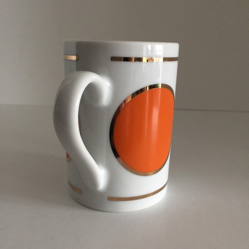 Jonathan Adler Happy Home Mod Dots Porcelain Mugs Orange White Gold 9oz. EUC - Picture 6 of 11