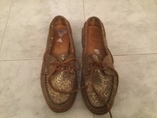 Sperry Top Sider Women's Boat Shoe Gold Sparkling Size 5.5M