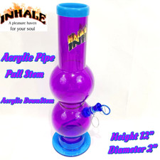 INHALE®️ 2x12" DOUBLE BUBBLE ACRYLIC Hookah WATER PIPE PULL STEM MADE IN THE USA