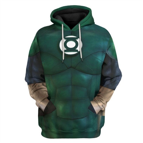 Green Lantern 3D Hoodies Cosplay Hal Jordan Superhero Thin Jacket Coat Costumes - Picture 10 of 17