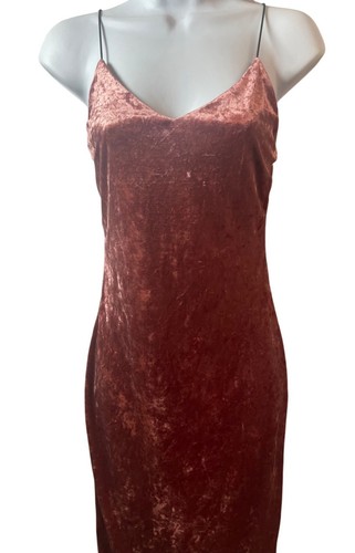 Vintage Y2K 90s Velveteen Bodycon Slip Dress Sz S Spaghetti Straps Prom Party - Picture 2 of 4