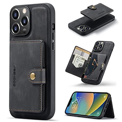 HERCN PU Custodia in Pelle per iPhone 14 PRO 6.1";Porta Carte Rimovibile (B0m)