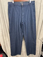 Scandia Woods Casual Chino Pants Men's 34L Navy Blue Denim Cotton Slash Pockets