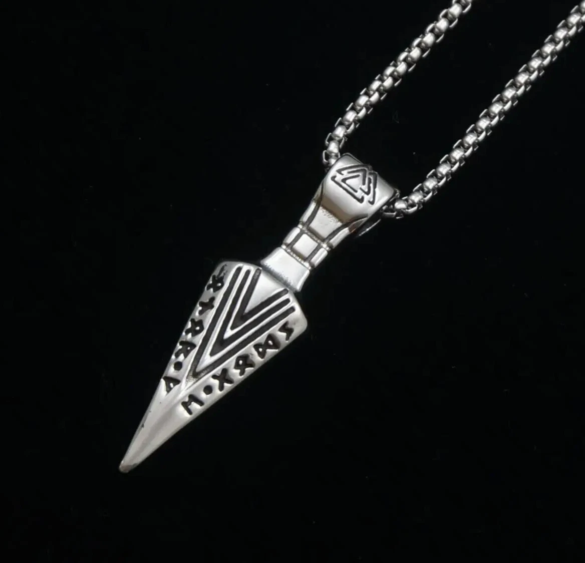 ARROW HEAD Mens Retro Norse Rune Spearhead Pendant Jewellery Necklace LOOK