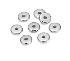 HLLMX 150 PCS 8mm Silver Flat Round Spacer Beads Disc Loose Jewelry Making Be...