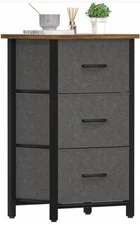 Yoobure Fabric with 3 Organizer Drawers Storage Dresser Grey