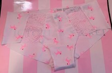 NWT VICTORIA'S SECRET PINK M SANTA HAT DOG CHRISTMAS NO SHOW HIPSTER PANTIES