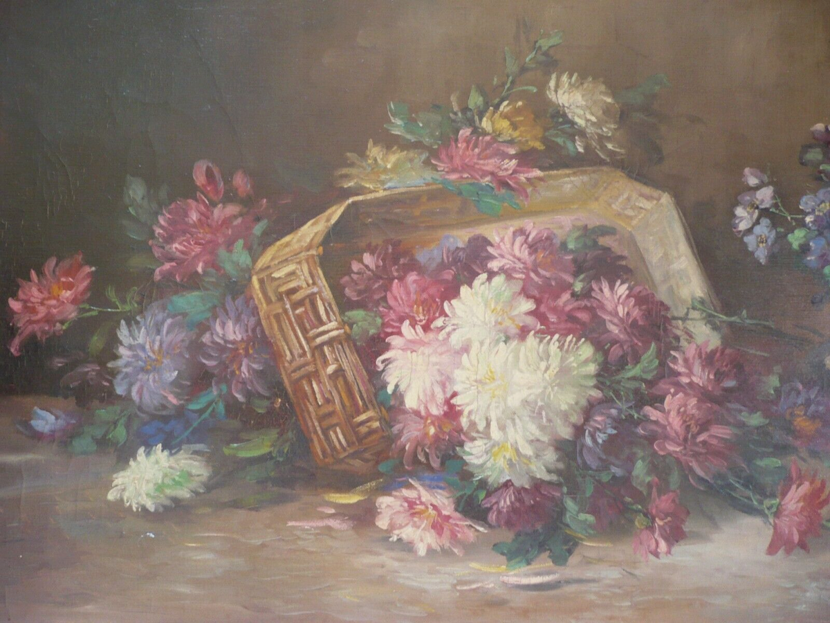 絵画 Oil painting of beautiful flowers. Wildflower Painting Original Art Miniature Oil Painting Meadow