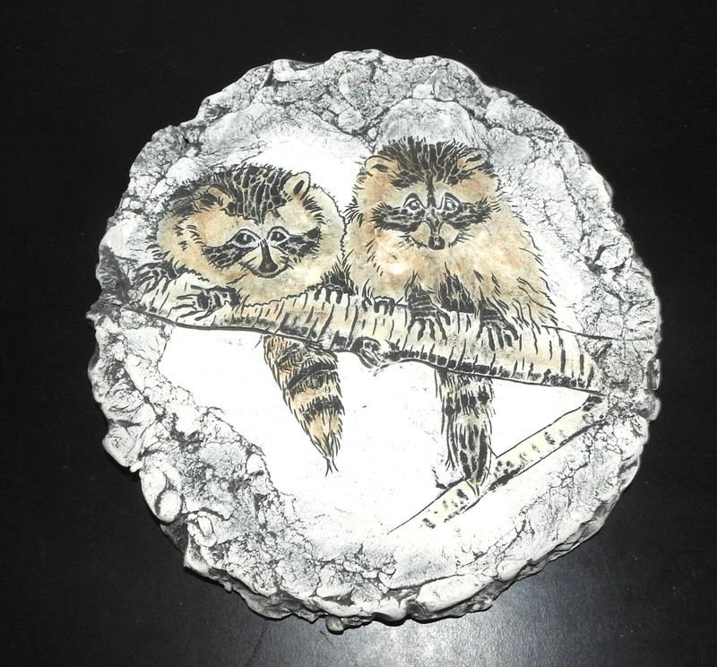 Raccoon Plaque Shapes of Clay by Stan Made Of Ash From Mount St. Helen Heavy