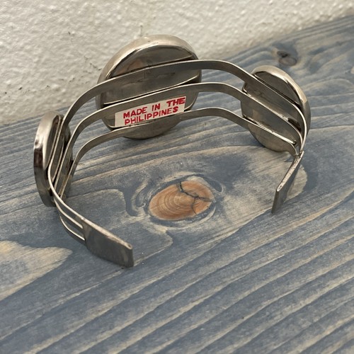 Brazalete ajustable con incrustaciones de varias piedras de metal hecho a mano Filipinas (Q8) - Imagen 4 de 8