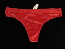 Victoria s Secret Red Velvet Sparkling Thong Panties NWT Rare Size L