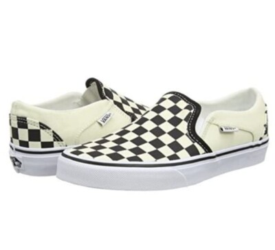 NIB Vans Asher Slip On BLK/Cream Checkerboard Shoes Women's 9.5 EU