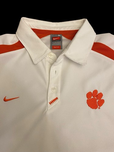 mens NIKE TEAM CLEMSON TIGERS POLO SHIRT~Dry Fit~Logo~Orange/White~Tiger Paw - Picture 4 of 7