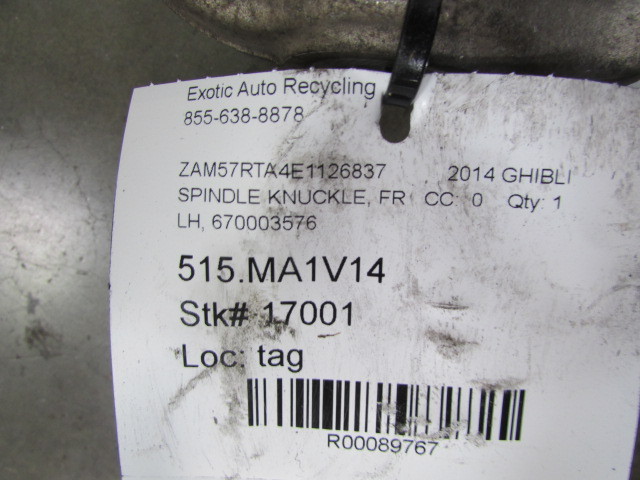 Maserati Ghibli Q4S 4WD, LH, Left Front Knuckle/Spindle/Upright, Used, 670003576