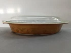 Vintage Pyrex 1 1/2 Quart Divided Casserole Dish With Lid Early American Brown