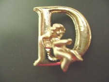 NWT- FASHION GOLD TONE INITIAL LETTER "D" ANGEL CHERUB PIN/BROOCH