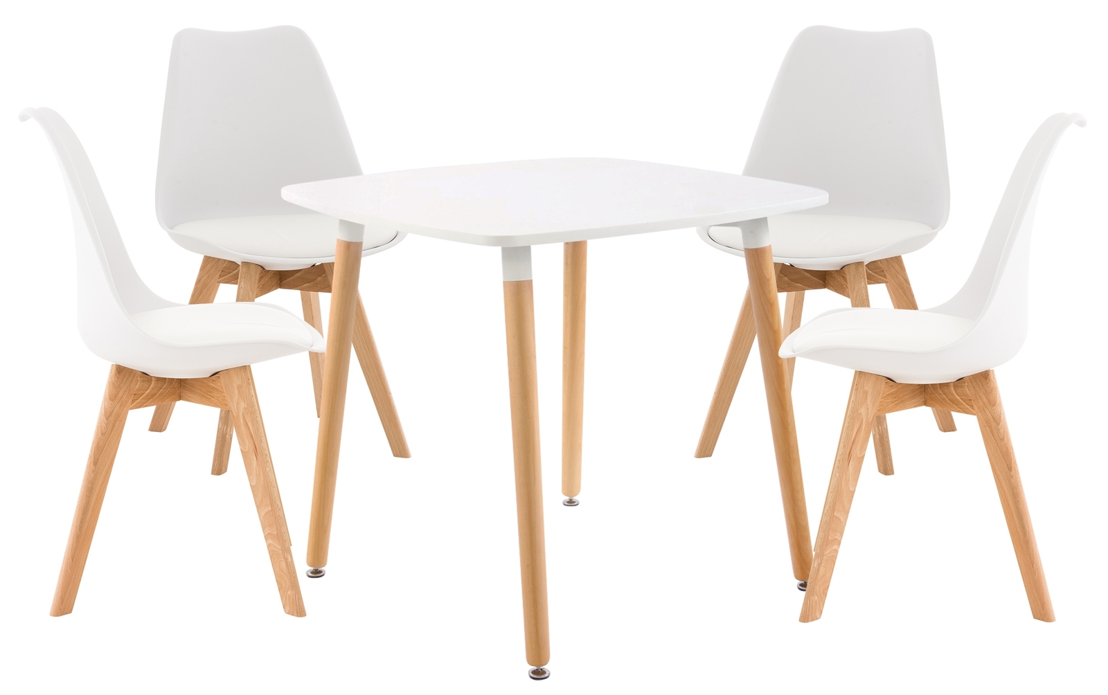Set De Mesa & 4 Sillas Liborg En Madera Con Asientos Acolchados En Polipiel