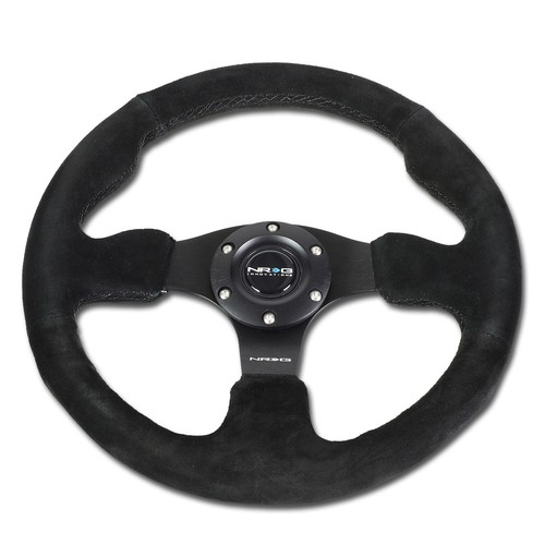 NRG Reinforced 32cm TypeR Black Suede Racing Steering Wheel w/Horn