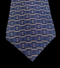 Paco Rabanne Necktie 100% Imported Silk Made in USA Blue Geometric RN 91602