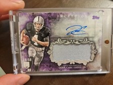 2014 Topps Inception Rookie Jumbo Patch Autographs Purple #IAJPDC Derek Carr /50