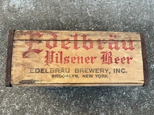 OLD EDELBRAU PILSNER BEER BREWERY BROOKLYN NEW YORK STINIE BOTTLE CRATE WOOD BOX