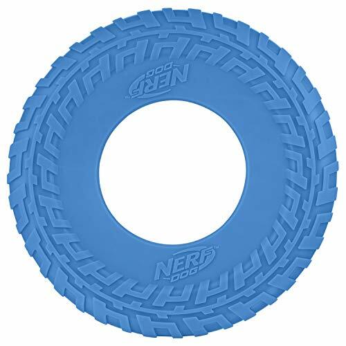 Nerf Dog Rubber Tire Flyer Dog Toy Frisbee Lightweight Durable, Blue