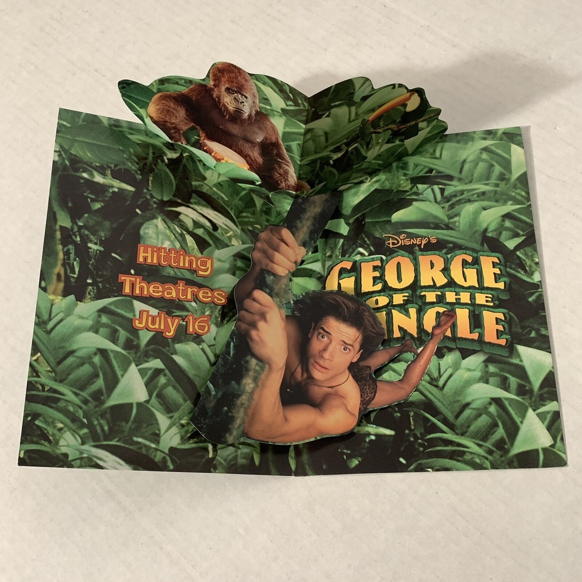 Vntage 90s Disney George Of The Jungle Promo Pop Up Card 1997