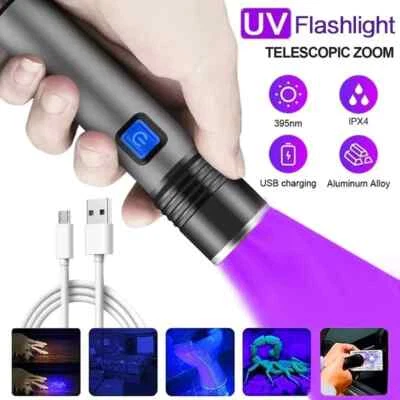 Lampe Torche de poche rechargeable LED UV blacklight Lumière noire Ultraviolet - Photo 1/4