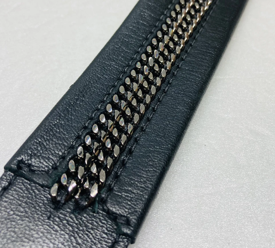 Raro Be & D Cinturón de Cintura de Cuero para Mujer Imitación Cadena Eslabón Elástico 33” Negro 32 Foto 4 de 4