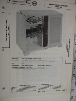 SF 1950's Sams Photofact ZENITH  Model   HFX1284E, HFX1290R  BIS