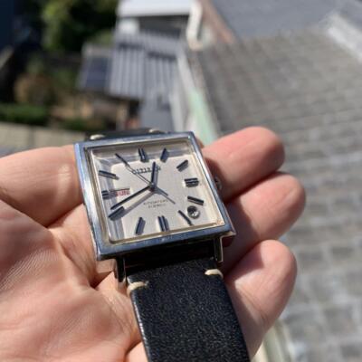 Citizen APSS 52704-Y Vintage White Silver Square Day Date Citizen APSS 52704-Y Vintage White Silver Square Day Date