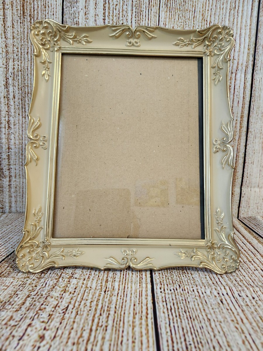 クリスマス特集2024 French Vintage Provincial Chic Shabby Cream&Gold Frame Picture 8x10 Metal Ornate フォトフレーム