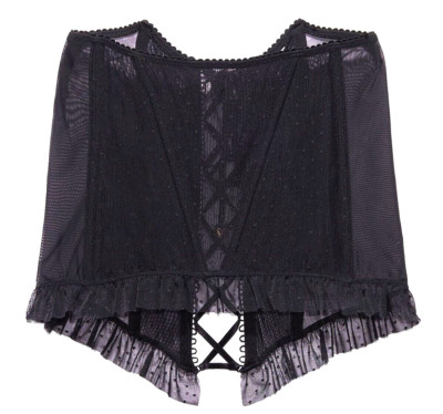 CandyHearts Savage X Fenty Curvy Dot Mesh Open Back LaceUp Skirt Caviar Size 2X