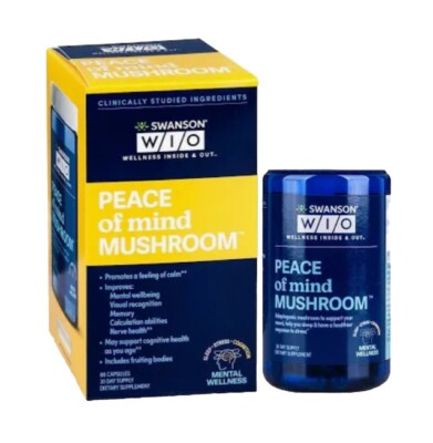 2 Swanson 120 Ct Total WIO PEACE of mind MUSHROOM Better Sleep, Stress Support