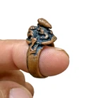 1850's Antique Old Copper Hindu God Shiv Ling Nandi Cow Snake Figure Tribal Ring