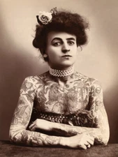 Tattoo Artist Maud Wagner 1907 Photo Print, Tattooed Women Vintage Wall Poster