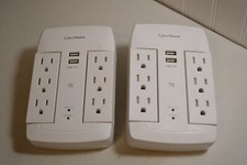 LOT OF 2 - CyberPower P6WSU Surge Protector 6 Outlets  2 USB WHITE 