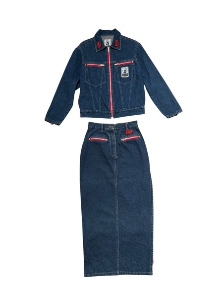 Vintage JEAN PAUL GAULTIER Jeans Denim Matching Set XIII Patch 90s Japan FR42/40