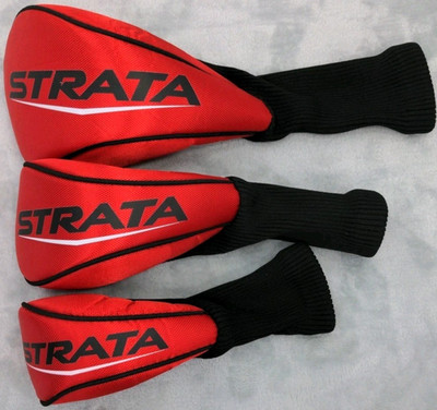 Strata Brand Golf Club Head Covers Lot of 3 Red & Black 5H,3,D