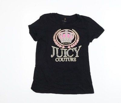 Juicy Couture Damen T-Shirt schwarz Logo Krone Gr. S