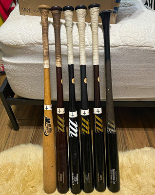 Marucci Professional Cut Wood Baseball Bats Lot of 5 + Trainer, 34 inch 31 oz