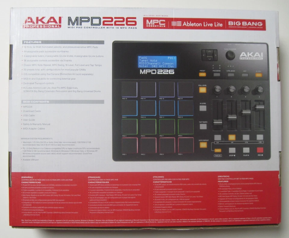 AKAI Professional MPD226 Midi Pad Controller USB Original Zubehör Kaufpreis 199€ - Bild 3 von 4