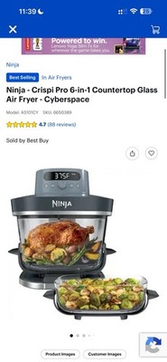 Ninja - Crispi Pro 6-in-1 Countertop Glass Air Fryer - Cyberspace