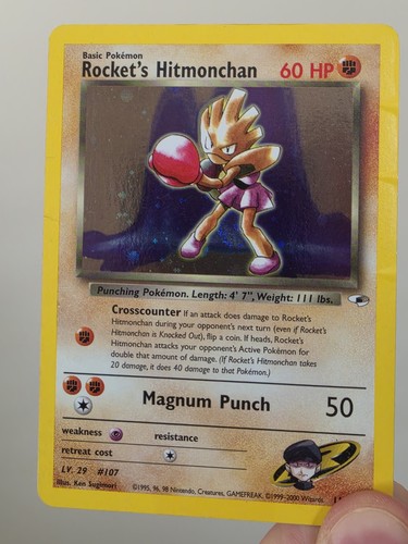 Rocket’s Hitmonchan Gym Heroes Rare Holo 11/132 Vintage WOTC Pokemon Card