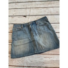 Gap Denim Mini Skirt Womens 12 Light Wash Blue Jean Distressed 1969 Casual Y2K