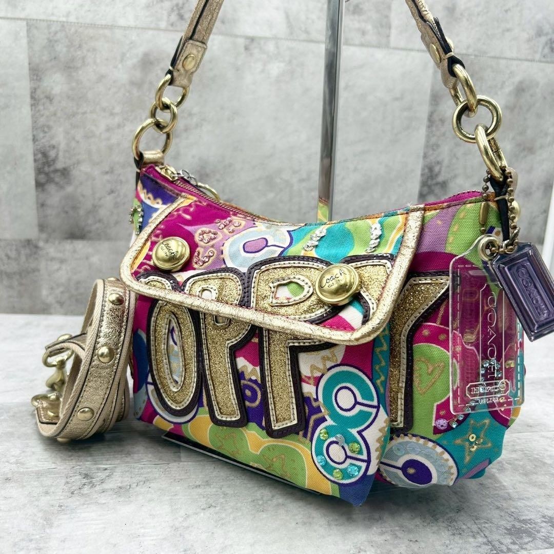 Coach 2-way Poppy one-shoulder shoulder bag with colorful logo