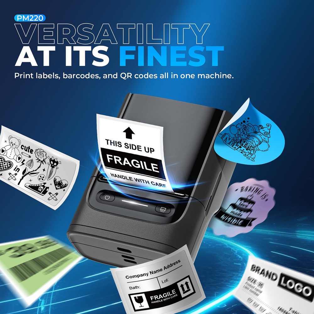 Bluetooth Label Maker PM220 with Thermal Tape Portable Label Printer